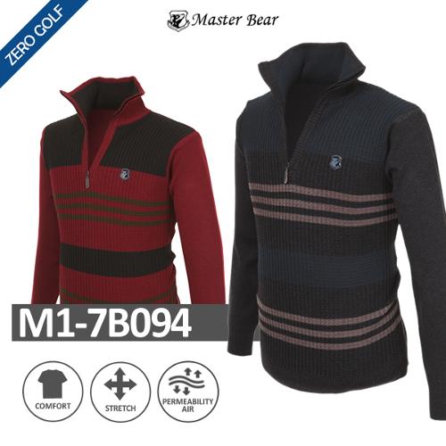 [MASTER BEAR] 마스터베어 투톤 배색 하프집업 니트티셔츠 Model No_M1-7B094