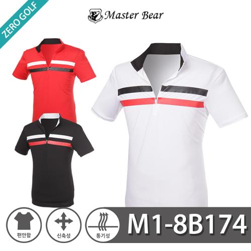 [MASTER BEAR] 마스터베어 더블 라인 하프집업 반팔티셔츠 Model No_M1-8B174