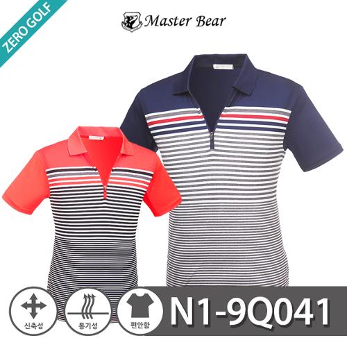 [MASTER BEAR] 마스터베어 줄무늬 스판 하프집업 반팔티셔츠 Model No_N1-9Q041