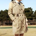 여성 골프우의 방수 바람막이 비옷 레인코트 트렌치코트 베이지