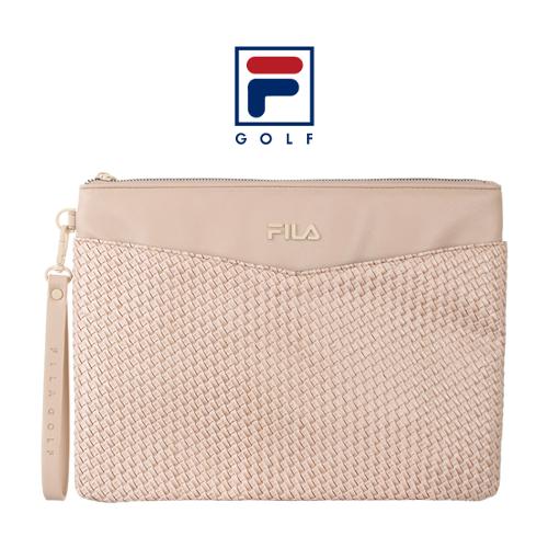 FILA GOLF 휠라골프 아이보리 격자무늬 보테가스타일 클러치백[선물용하드케이스포함]