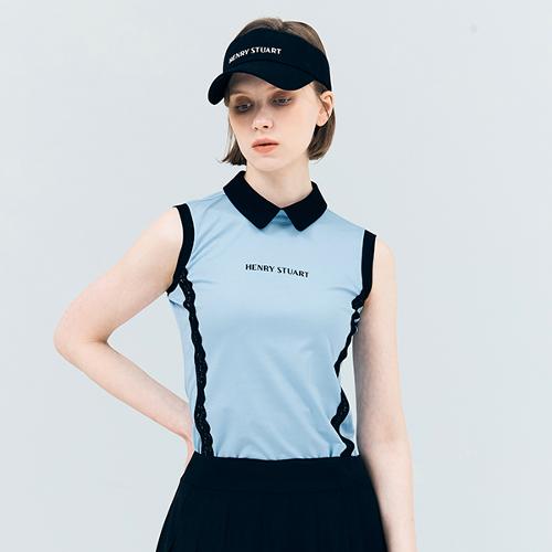 [헨리스튜어트] 골프 여성용 레이스 민소매 티셔츠 스카이블루
