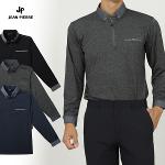 [JEAN PIERRE] 쟌피엘 체크 넥포인트 긴팔 카라 티셔츠 Model No_J2-2E057