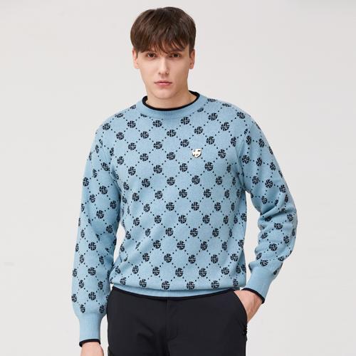 [헨리스튜어트] 골프 남성용 모노그램 니트 스웨터 블루