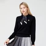 [헨리스튜어트] 골프 여성용 솔리드 카라 니트 스웨터 블랙