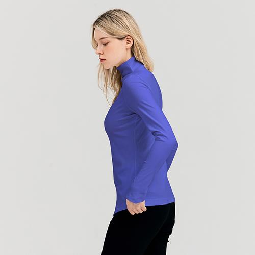 [헨리스튜어트] 골프 여성용 사선절개 하이넥 티셔츠 블루