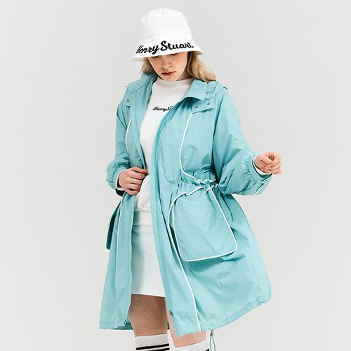 [헨리스튜어트] 골프 여성용 롱후드 파이핑배색 코트 블루