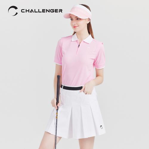 [챌린저] 기능성PQ 카라배색 집업 변형어깨 여성 반팔 골프티셔츠 핑크_CHB2WTS0225PK