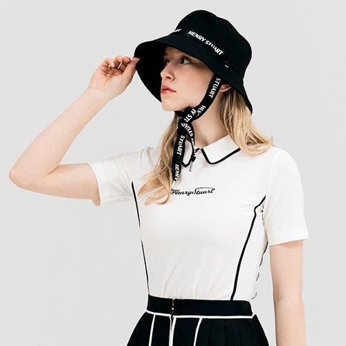 [헨리스튜어트] 골프 여성용 라인배색 티셔츠 화이트