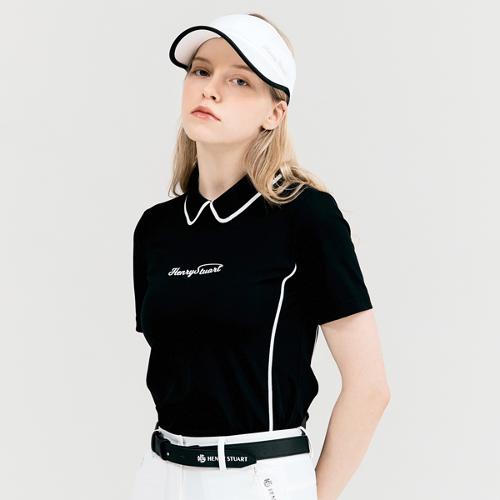 [헨리스튜어트] 골프 여성용 라인배색 티셔츠 블랙