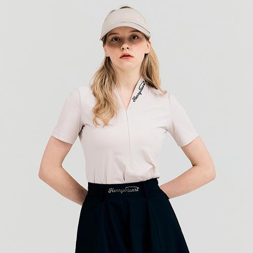 [헨리스튜어트] 골프 여성용 브이넥 절개 티셔츠 베이지
