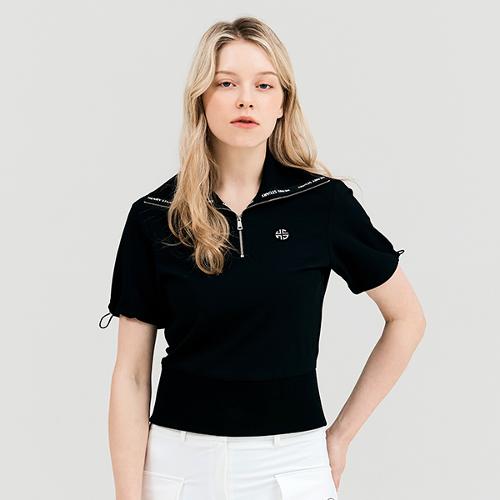 [헨리스튜어트] 골프 여성용 빅카라 하프집업 티셔츠 블랙