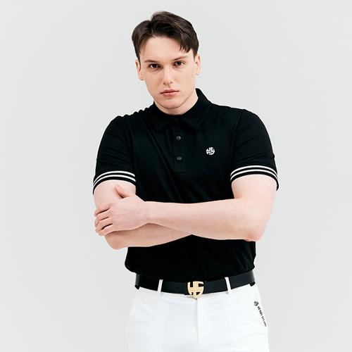 [헨리스튜어트] 골프 남성용 솔리드 베이직 티셔츠 블랙