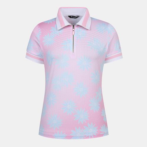 [레노마골프]여성 플라워 패턴 카라 반팔 티셔츠 RWTPM6122-403