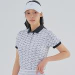 [레노마골프]여성 레터링 패턴 카라 반팔 티셔츠 RWTYM6106-199