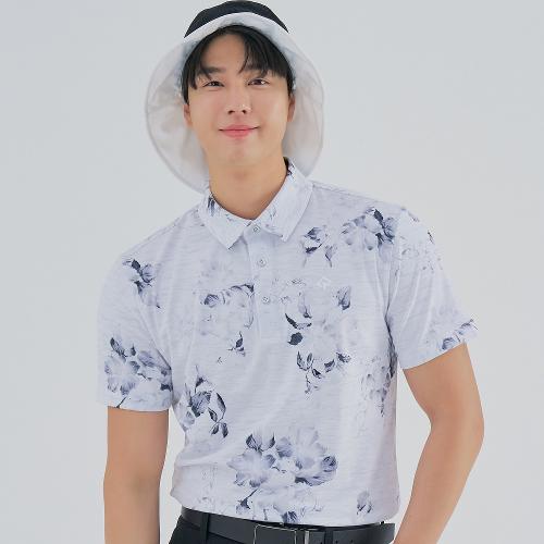 [레노마골프]남성 플라워 패턴 카라 반팔 티셔츠 RMTYM2127-190