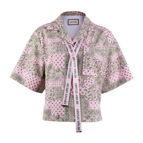 [헨리스튜어트] 골프 여성용 페이즐리 버튼업셔츠 핑크