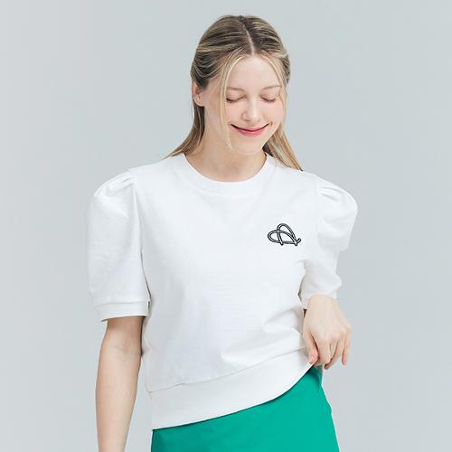 [어베이브] 골프 테니스 여성용 퍼프셔링 맨투맨 티셔츠 화이트