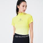 [마크앤로나TL] 여성용 옴브레 모크넥 베이직 티셔츠 옐로우 LP2WA71F