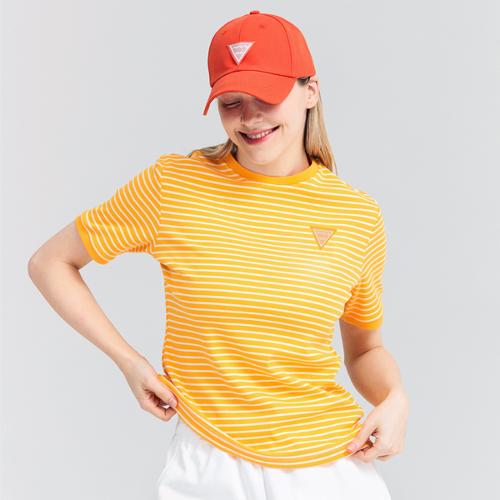 [어베이브] 골프 테니스 여성용 스트라이프 티셔츠 옐로우