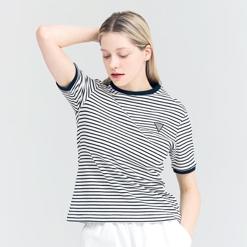 [어베이브] 골프 테니스 여성용 스트라이프 티셔츠 블랙