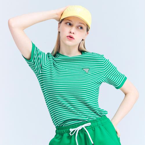 [어베이브] 골프 테니스 여성용 스트라이프 티셔츠 그린