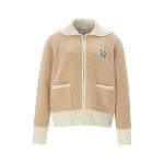 카렘 WOMAN WOOL CASHMERE SHAWL ZIP-UP CARDIGAN - BEIGE