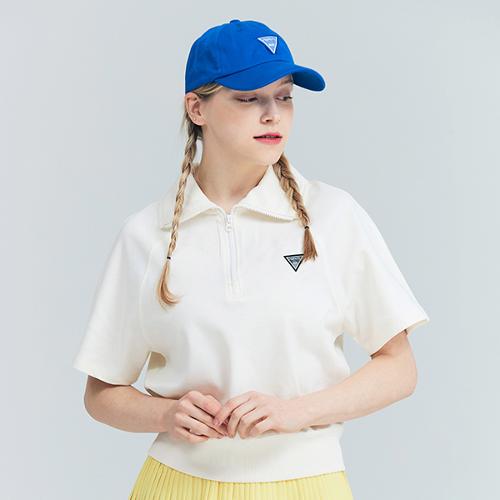 [어베이브] 골프 테니스 여성용 빅카라 집업 티셔츠 화이트