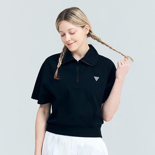 [어베이브] 골프 테니스 여성용 빅카라 집업 티셔츠 블랙