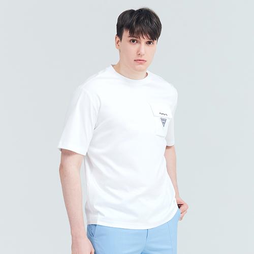 [어베이브] 골프 테니스 남성용 포켓라운드 티셔츠 화이트