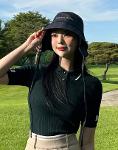 다크 네이비 여성 로고포인트 이어커버 버킷 햇_DWHE3F712N3