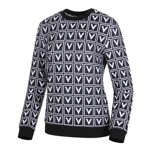 [볼빅골프웨어] 여성 골프 LAB 전판 패턴 라운드 티셔츠 VLTSM971_BK