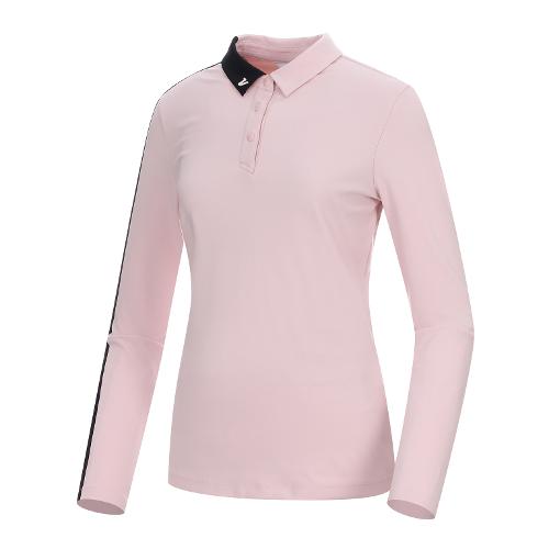 [볼빅골프웨어] 여성 골프 에센셜 소매 배색 카라 티셔츠 VLTSM993_PE