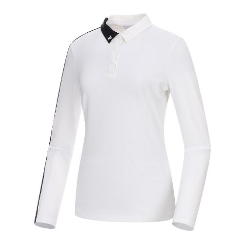[볼빅골프웨어] 여성 골프 에센셜 소매 배색 카라 티셔츠 VLTSM993_OW