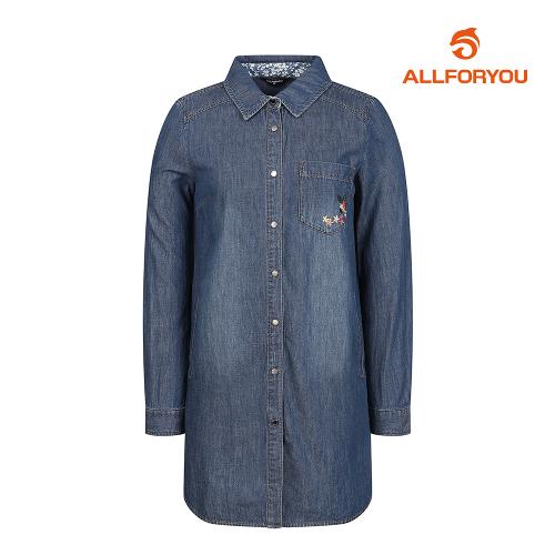 [올포유] 여성 데님 포켓 자수 롱기장 카라 블라우스 AWBLJ7665-913