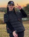 [CITY GOLF] 더블플래그 블랙 여성 로고포인트 반팔 다운 점퍼_DWJU3D811BK