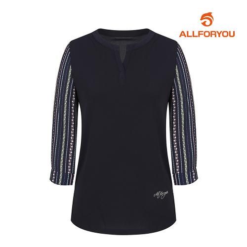 [올포유] 여성 패턴 넥변형 티셔츠 AWTRI7152-915