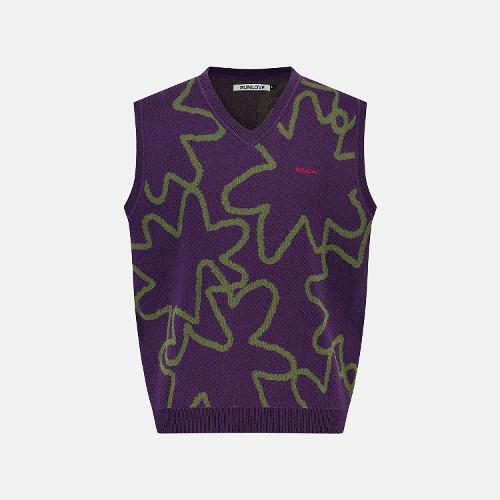 [썬러브] Crazy Knit Vest Purple