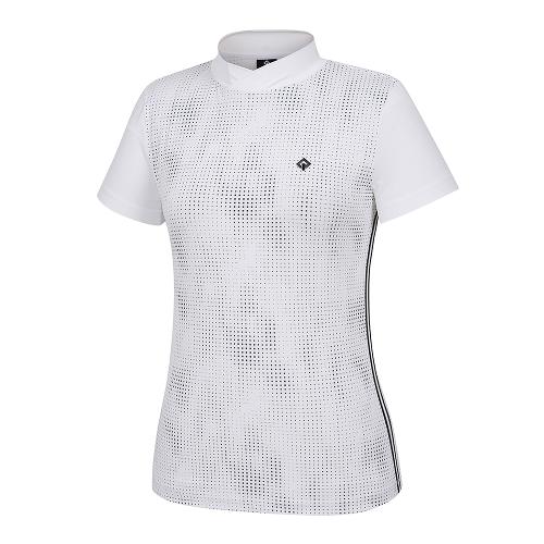 [레노마골프]여성 패턴 하이넥 반팔 티셔츠 RWTHK6168-101