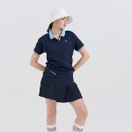 [클리브랜드 골프] 컬러배색 세미오버핏 여성 블루종 반팔티셔츠_CGWST42973
