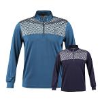 럭스골프 남성 반집업 패턴 블럭 긴팔 골프셔츠 AJP4S401
