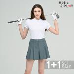 [인기코디세트] 홀릭앤플레이 여성 반팔티셔츠 + 골프반바지 2장 1세트