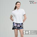[인기코디세트] 홀릭앤플레이 여성 반팔티셔츠 + 골프치마 2장 1세트
