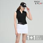 [인기코디세트] 홀릭앤플레이 여성 민소매티셔츠 + 골프치마 2장 1세트