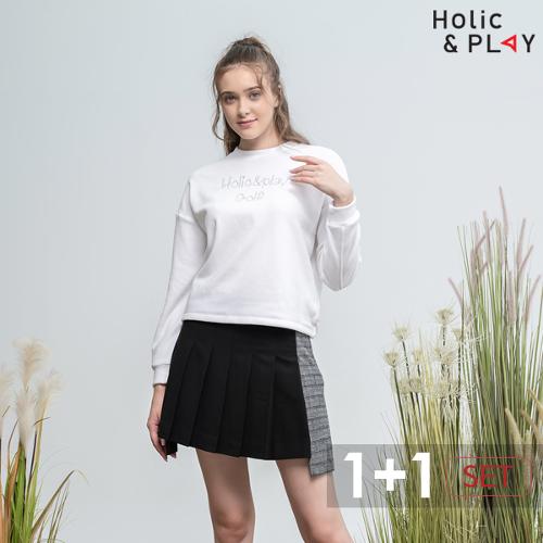 [인기코디세트] 홀릭앤플레이 여성 긴팔티셔츠 + 골프치마 2장 1세트