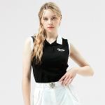 [헨리스튜어트] 골프 여성용 배색카라 민소매 티셔츠 블랙