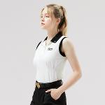 [헨리스튜어트] 골프 여성용 배색카라 민소매 티셔츠 화이트