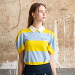 [어베이브] 골프 테니스 여성 퍼프카라 티셔츠 블루옐로우