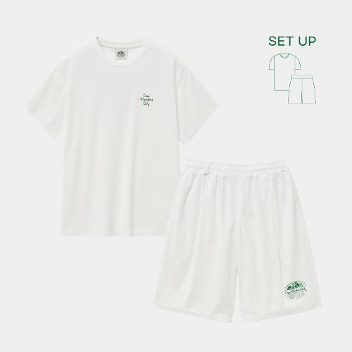 [크루멤버스온리] RESORT LOGO ROUND SET UP WHITE