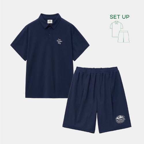 [크루멤버스온리] RESORT LOGO PIQUE SET UP NAVY